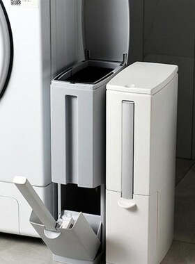 Plastic Narrow Trash Can Toilet Brush Set Bathroom Waste Bin