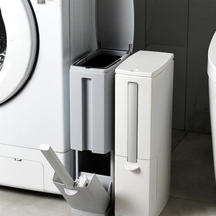 Plastic Narrow Trash Can Toilet Brush Set Bathroom Waste Bin