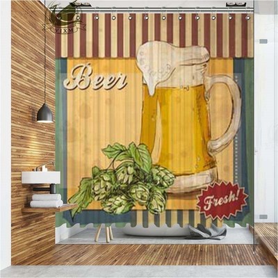 Vixm Bathroom Curtains Beer Polyester-Fabric Home-Decor Wate