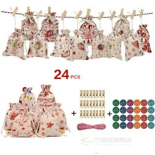 24pcs Christmas Advent Calendar Gift Bag Merry Christmas Dec