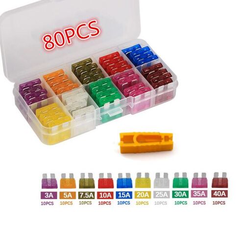 80Pcs 12V 3A 5A 7.5A 10A 15A 20A 25A 30A 35A 40A Standard Bl