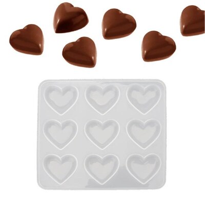 9 Cup Heart Chocolate Silicone Dessert Mould Baking Cupcake