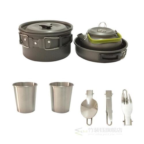 12pcs Outdoor Tableware Camping Hiking Picnic Teapot Pot Set