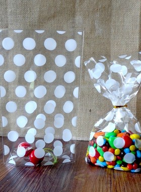 50pcs Gold Hot Pink White Polka Dots Cookie Package Gift Bag