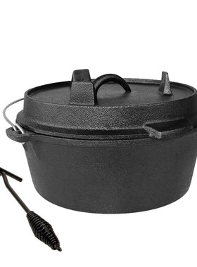 25cm Cast Iron Dutch Oven Camping Pot Uncoated Cast Iron Dut