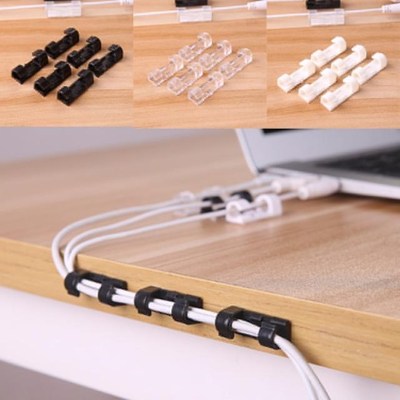20PCS Cable Drop Clip Desk Tidy Organizer Wire Cord Lead USB