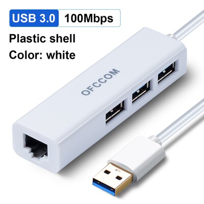 USB Ethernet USB 3.0 2.0 to RJ45 Hub 10/100/1000M Ethernet A