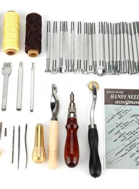 48pcs Leather Craft Sewing Tool Set Punch Cutter Groover Bev