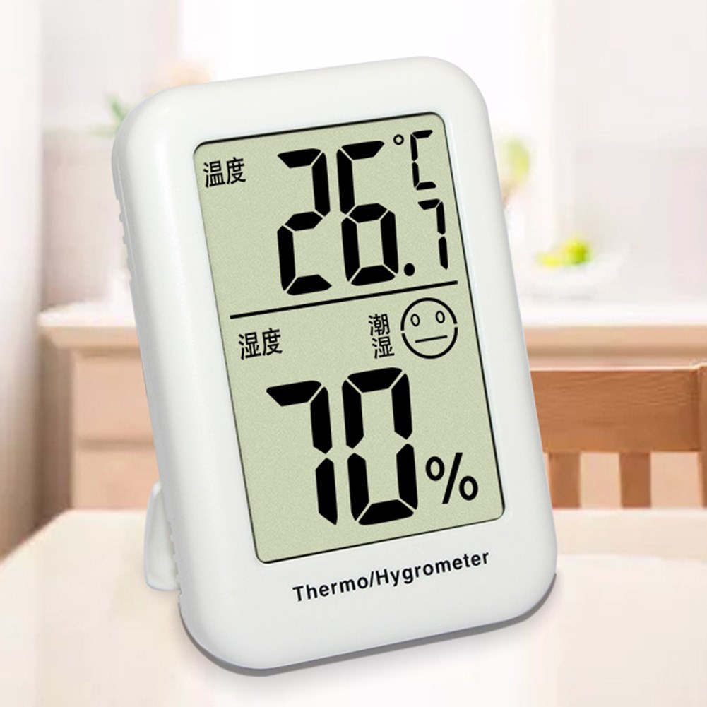 Humidity Temperature Sensor Monitor LCD Time Desktop Table C