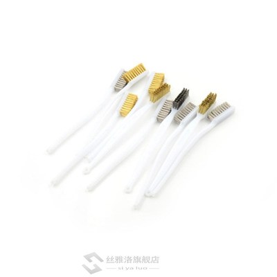 5 Pcs White Plastic Handle Brass Bristle Wire Brush 6.9 x 0