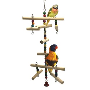 Wood Parrot Stand Bird Standing Toy Claws Grinding Bar Pet B
