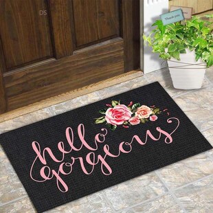 Door Mat Entrance Floor Mat Hello Gorgeous Flower Designed F