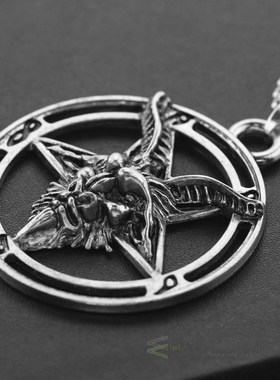 Baphomet Inverted Pentagram Goat Head Necklace Vintage Bapho