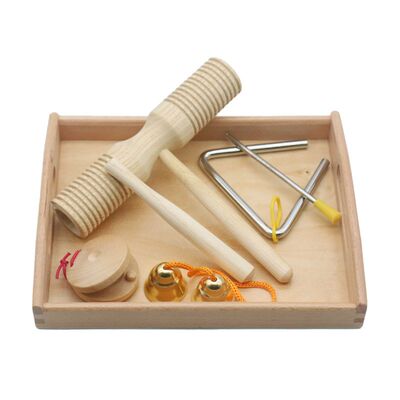 Wooden Montessori Instrut Set with Tray Orff Teaching Materi