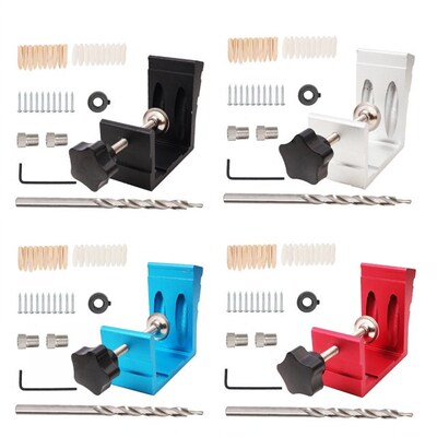 46pcs Pocket Hole Dowel Jig Kit Oblique Punching Hinge Hole