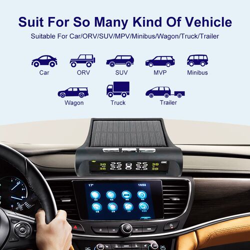 Solar TPMS Car Tire Pressure Alarm Monitor System 4 External