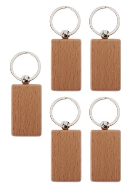 5 Blank Wooden Key Chain Diy Wood Keychain Rings Key Tags Je