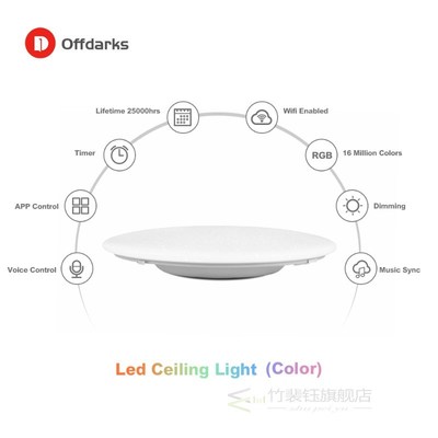 OFFDARKS Smart Modern LED Ceiling Light RGB 48W/60W Dimming
