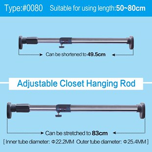 25.4mm Extendable Tension Rod Pole Shower Window Curtain Rod