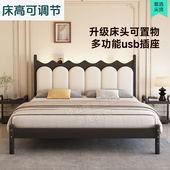 实木床主卧大床1米5排骨架双人床简约储物涟漪床出租房用单人床架