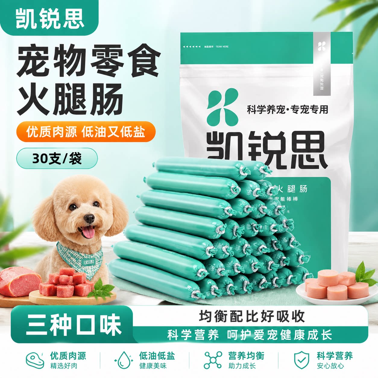 凯锐思宠物狗狗训练奖励零食火腿肠泰迪金毛小型犬猫狗训宠专用
