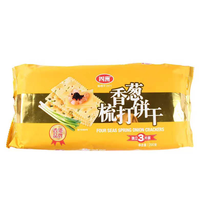 临期四洲苏打梳打饼200g香葱味番茄奶盐海苔味休闲网红充饥零食品
