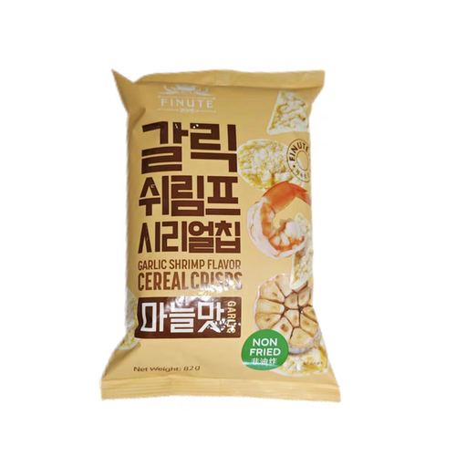 临期特价FINUTE韩国大蒜虾味谷物脆芥末味非油炸膨化食品薯片零食