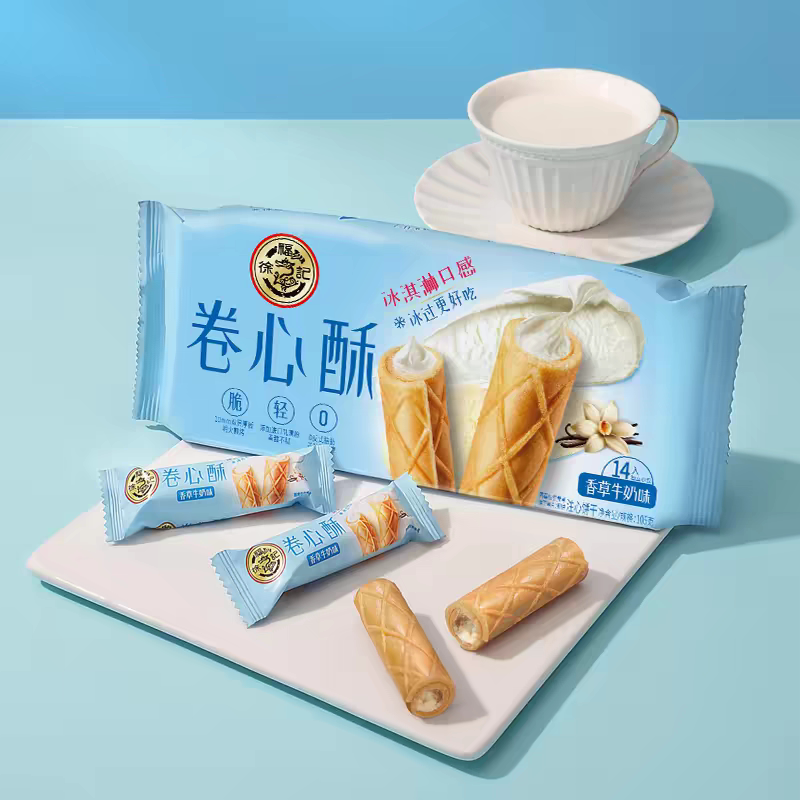 临期特价 徐福记卷心酥105g牛奶味注心饼干休闲零食下午茶点心