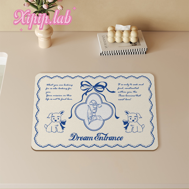 xipiplab法式家用厨房台面沥水垫皮革吸水碗盘干燥垫防烫隔热餐垫