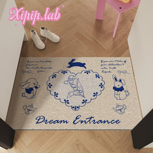 xipiplab入户门地垫法式插画耐脏pvc丝圈可裁剪进门门口脚垫地毯