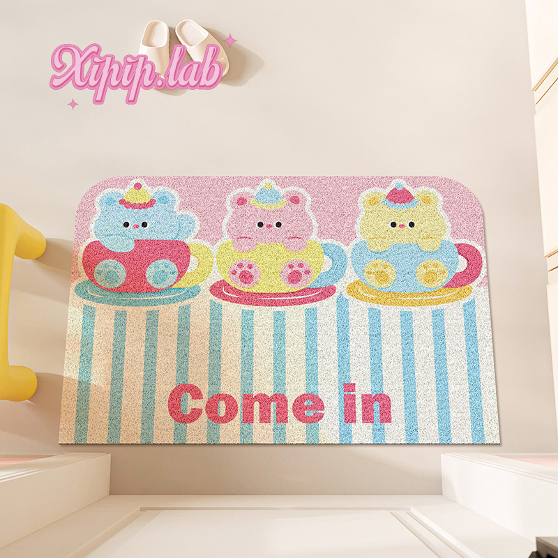 xipiplab可爱入户丝圈地垫网红进门蹭土除尘玄关垫大门口耐脏脚垫