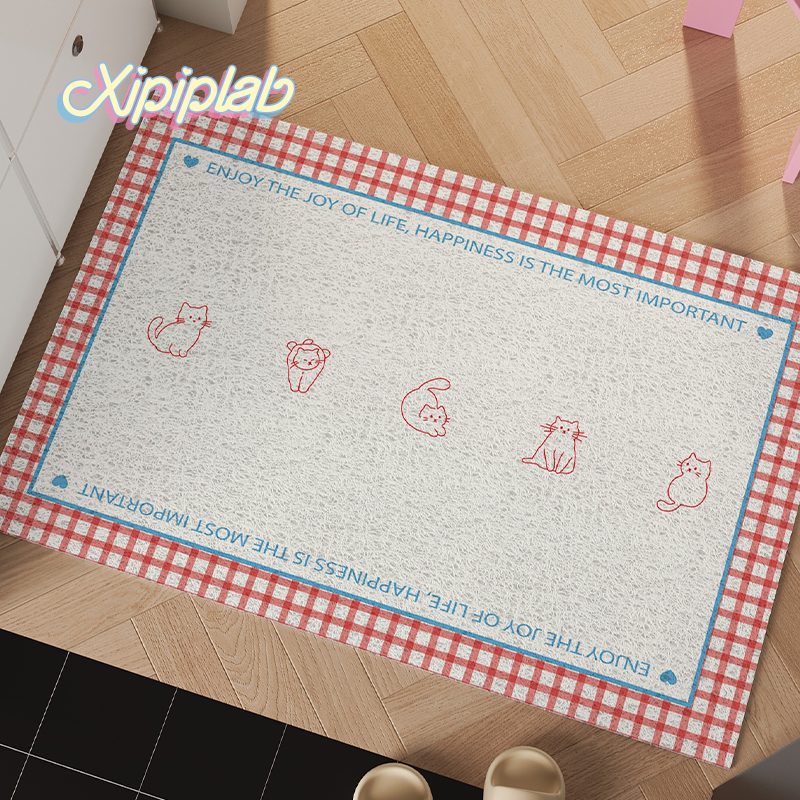 xipiplab家用入户玄关地垫丝圈可裁剪门垫卡通可爱耐脏耐磨脚垫子