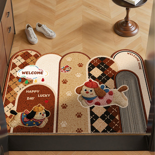 卡通丝圈入户门地垫家用进门防滑脚垫蹭土刮沙玄关PVC地毯可裁剪