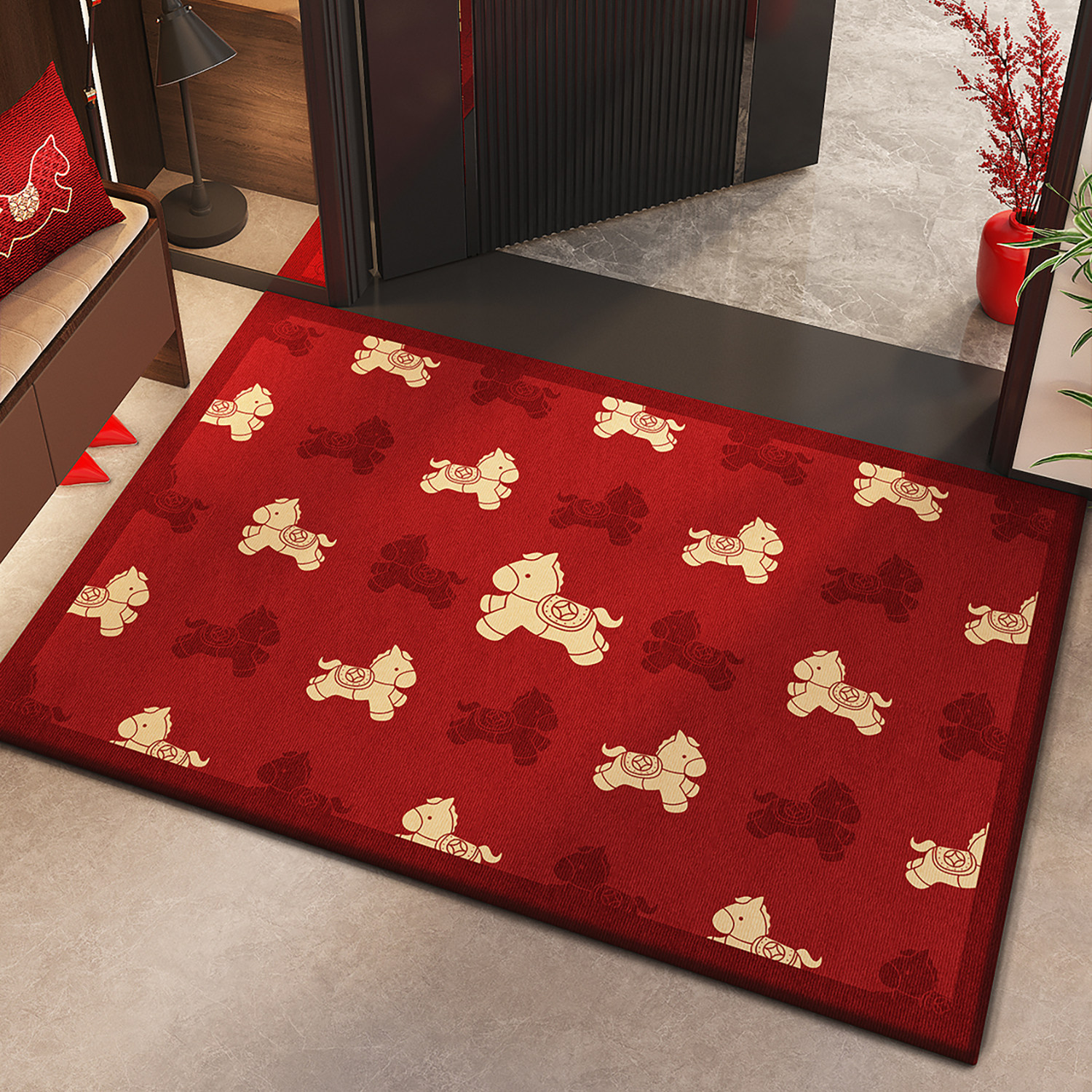 马年门垫入户门地垫室内脚踏垫红色进门脚垫子耐磨定制门口地毯垫,居家布艺,入户地垫,淘宝优惠券,粉丝福利购,淘宝优惠卷