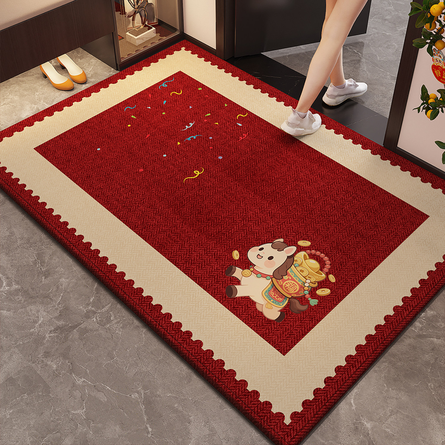 新年喜庆红色入户门地垫玄关大门进门脚垫除尘耐脏门垫可裁剪地毯,居家布艺,入户地垫,淘宝优惠券,粉丝福利购,淘宝优惠卷