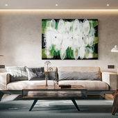 简约现代装 创意肌理油挂画 饰画北欧侘寂风客厅抽象艺术纯手绘横版