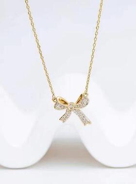 蝴蝶结项链女轻奢小众设计感锁骨链2021年新款网红ins潮颈链气质