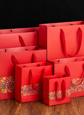 红色婚庆手办中秋手提袋礼品礼品袋礼物牛年手提袋纸袋卓凡袋
