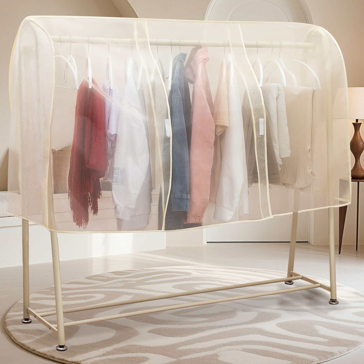 晾衣架防尘罩家用简易落地衣架