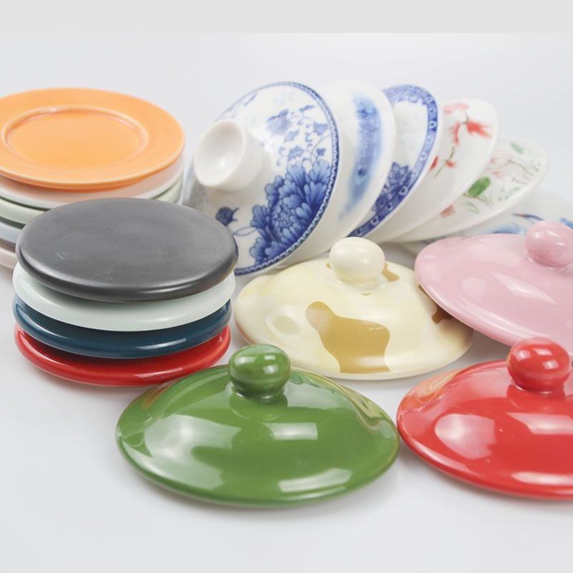 玻璃杯盖圆形手提马克杯盖子陶瓷无孔过滤杯茶杯通用盖子粗陶单卖