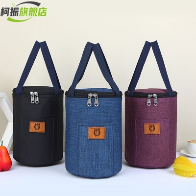 保温饭盒袋便携上班族小学生专用手提包圆形铝箔加厚便当包拎筒