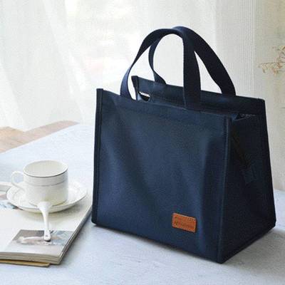 饭盒袋ins风便当袋手提包帆布拉链款冬天加厚大号保温袋铝箔方形