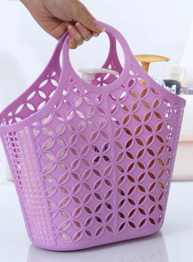 环保柔软手提菜篮子缕空购物蓝子便携式大号超市手提水果篮子