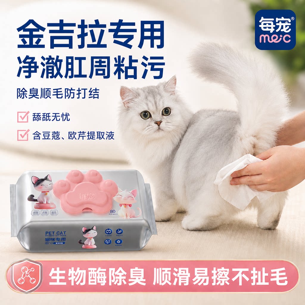 猫咪擦屁股湿巾免洗除臭清洁去污