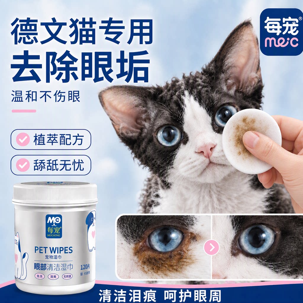 猫咪眼部清洁湿巾温和去眼垢眼屎