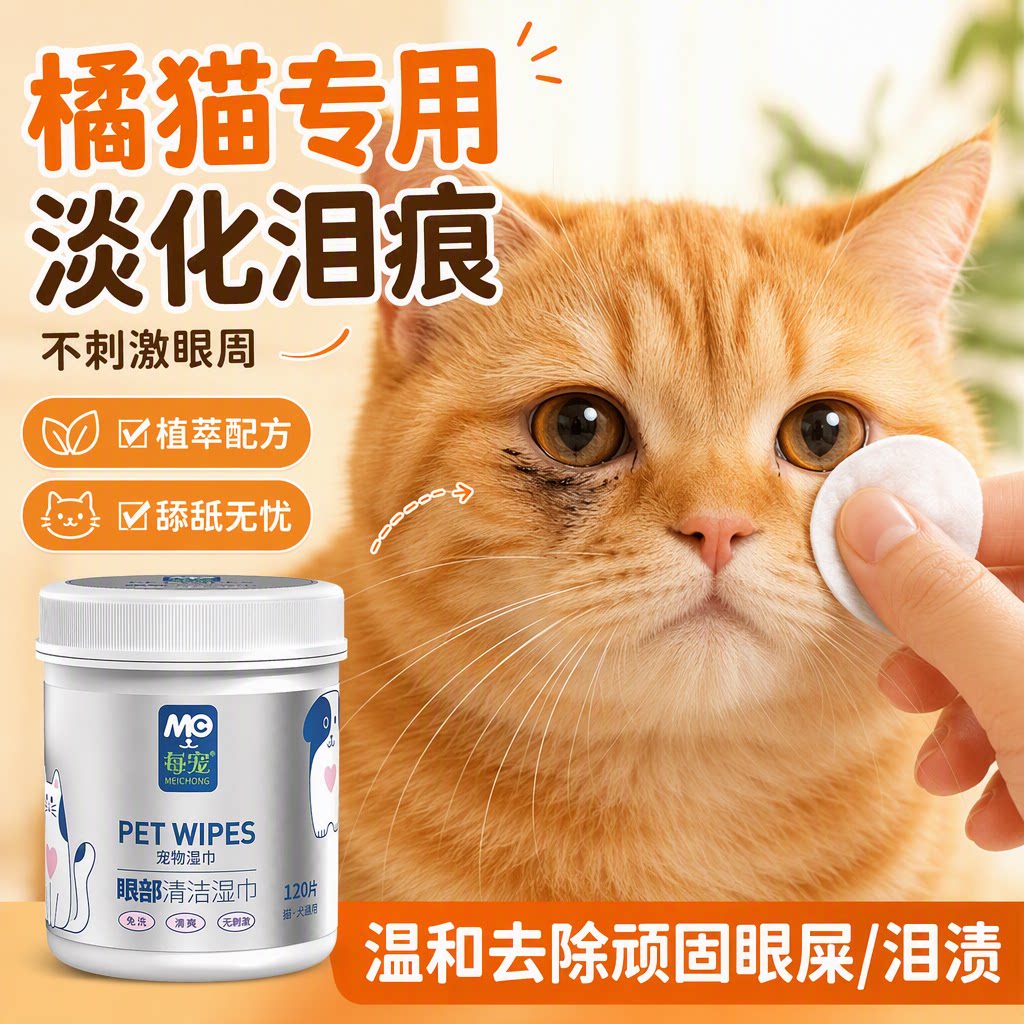 猫咪清洁湿巾坚持使用淡化泪痕