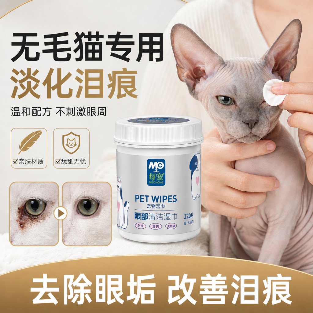 猫咪眼部湿巾坚持使用淡化泪痕