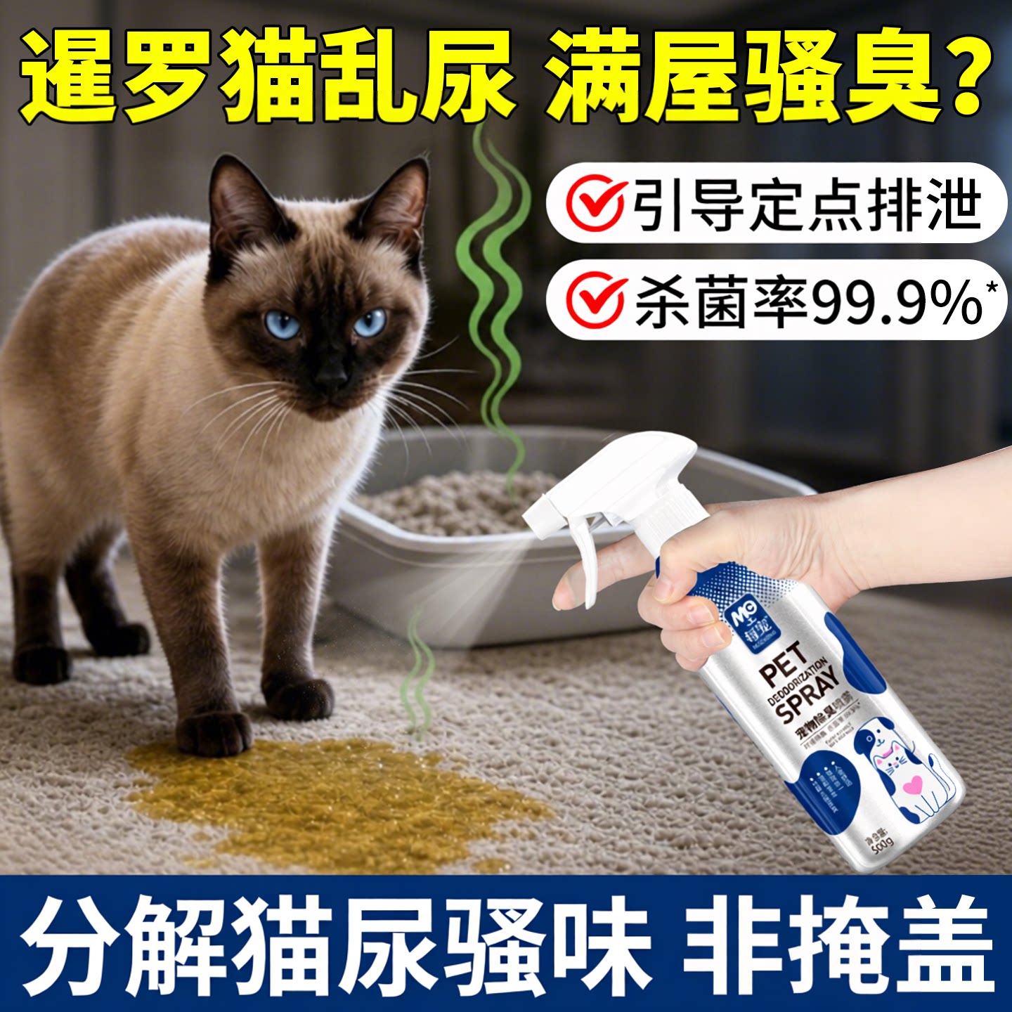 暹罗猫宠物除臭剂源头分解尿骚味