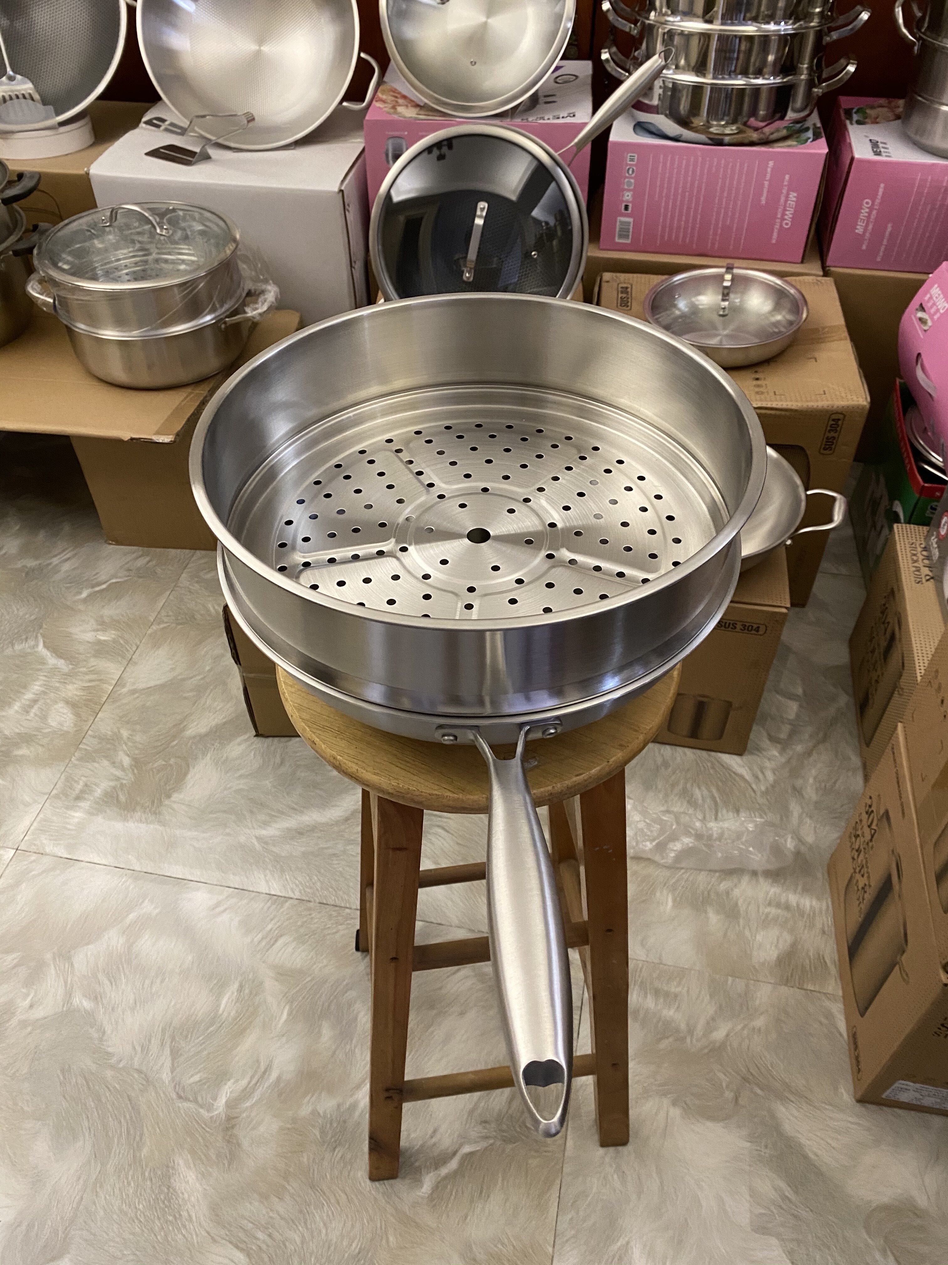 304不锈钢无磁蒸格蒸笼 家用隔水蒸屉加厚 多功能蒸馍沥水蒸海鲜