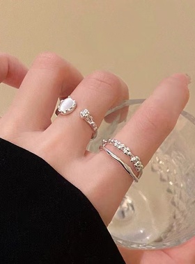 甜酷风月光戒指女高级感冷淡风